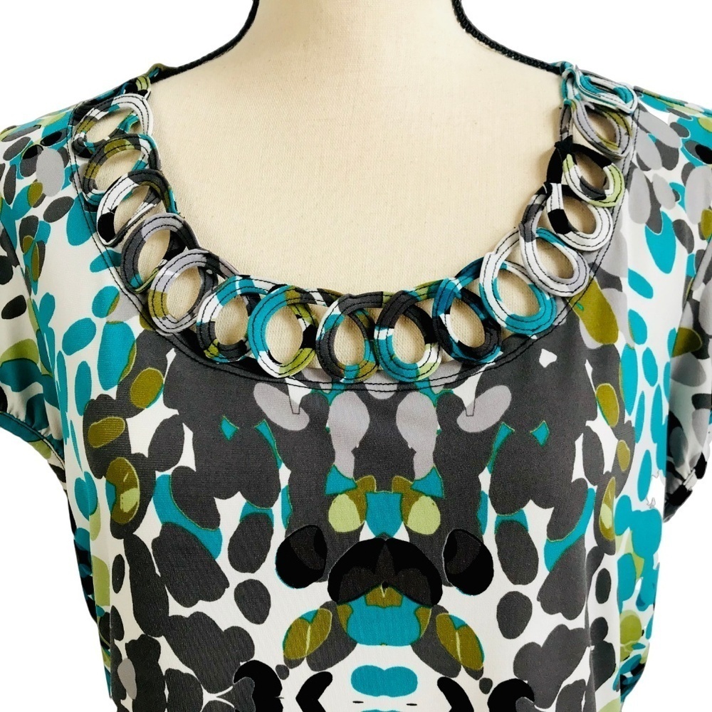 East 5th Turquoise Print Short Sleeve Top